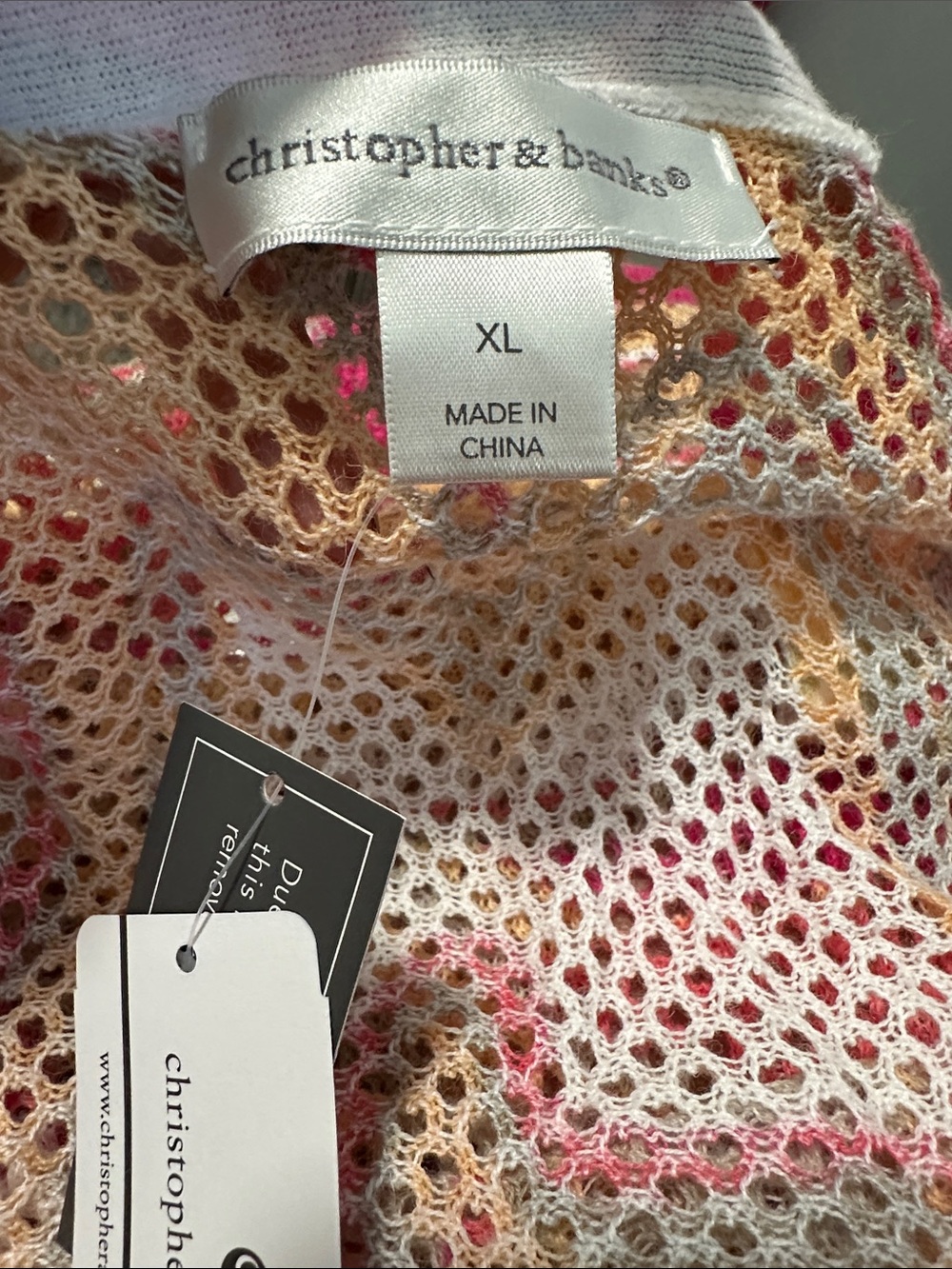 🥕 NWT Christopher & Banks Netted Open Front Cardigan Sweater - Picture 3 of 4